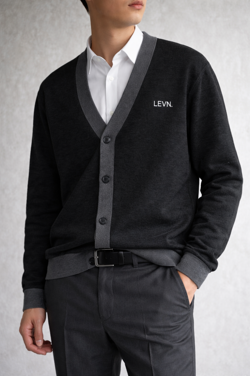 LEVN. Essential Jacquard Cardigan