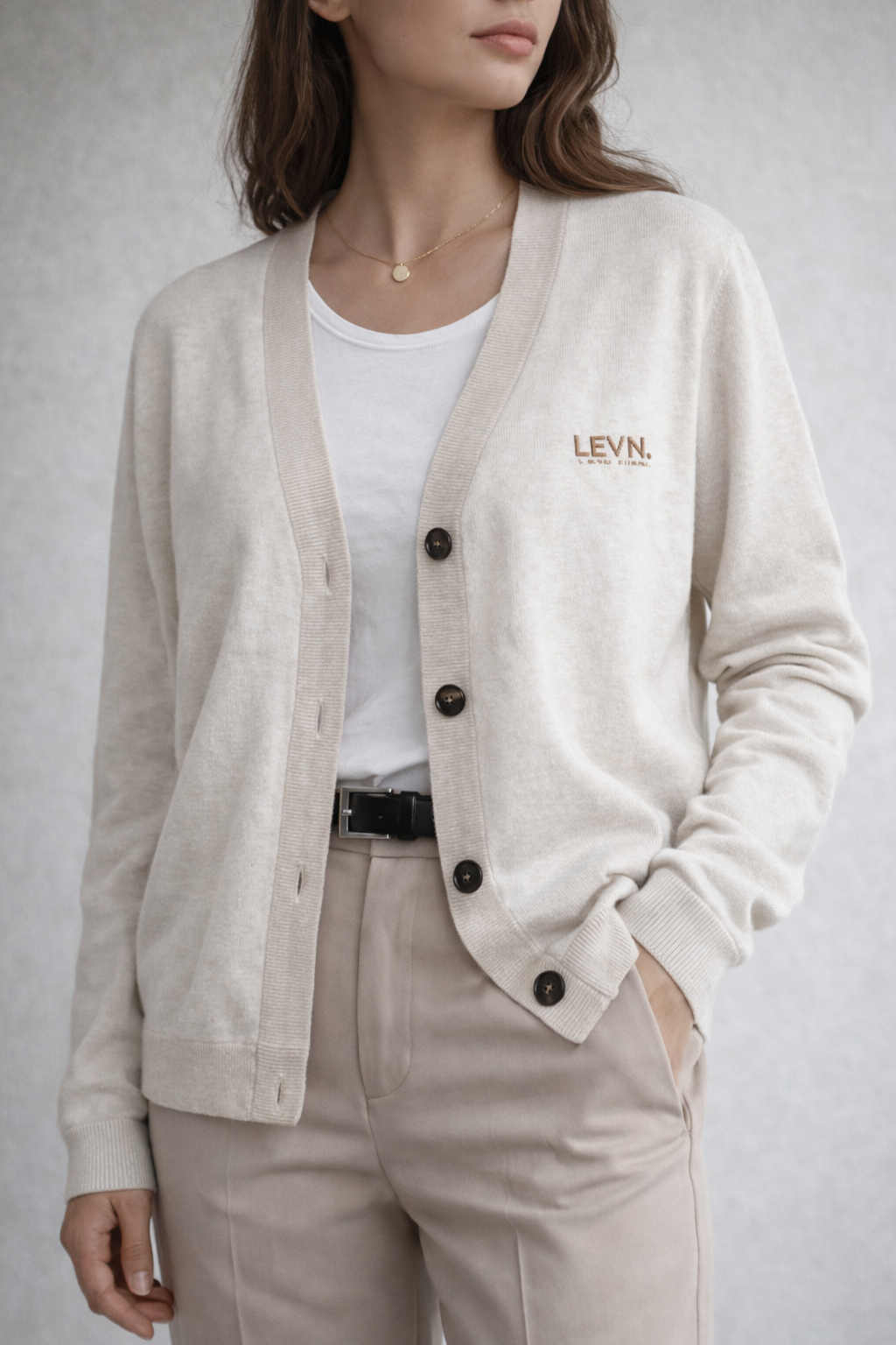 LEVN. Essential Jacquard Cardigan