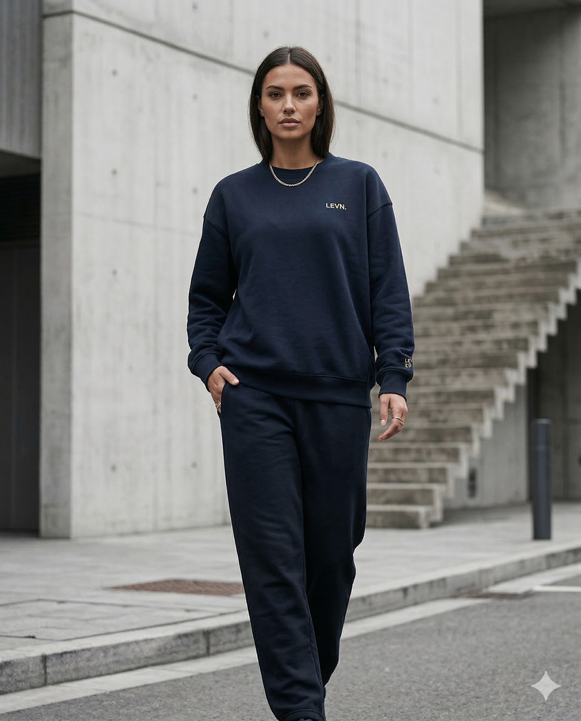 LEVN. Signature Oversized Crewneck - Old Gold